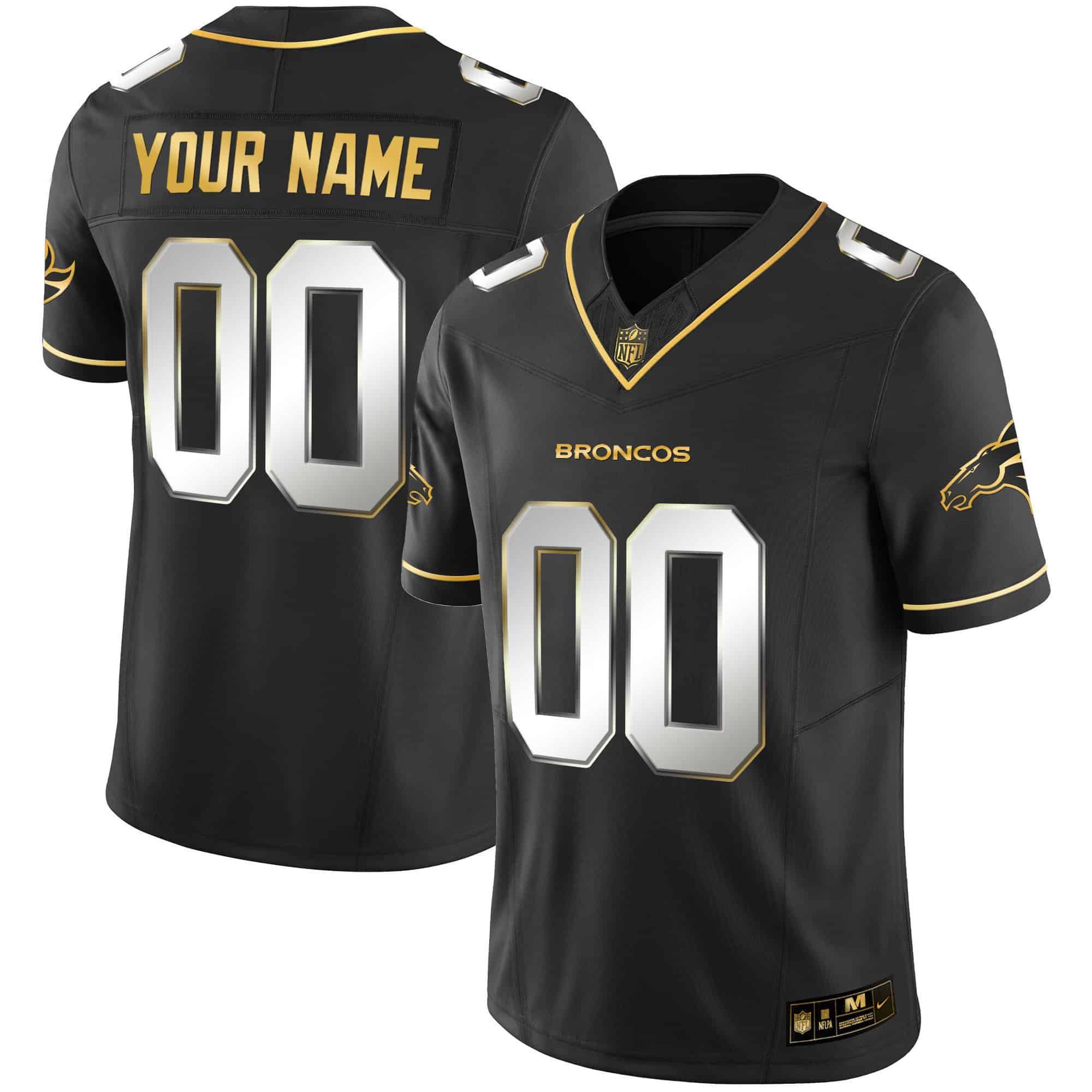 Men Denver Broncos Black Gold 2024 Nike Vapor Limited Custom NFL Jersey style 1